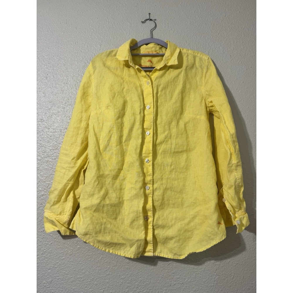 Tommy Bahama Womens Linen Button Up Beach Summer Natural
